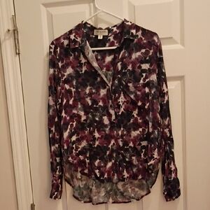 Ladies Cloth & Stone Purple and Black Floral Blouse